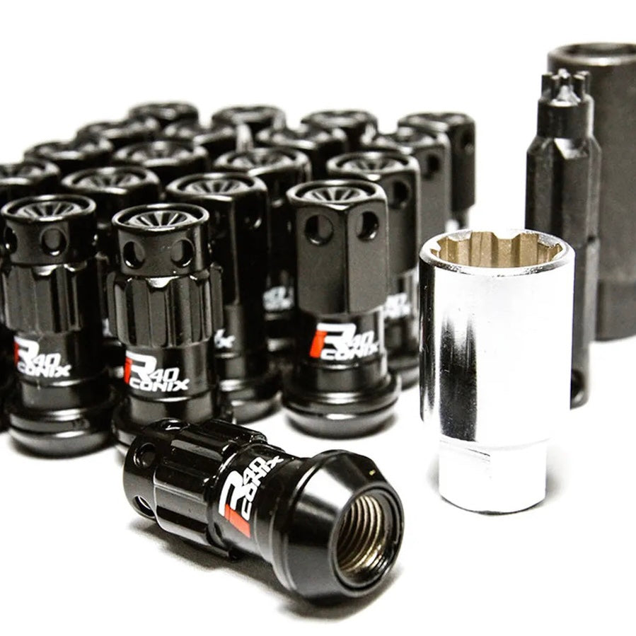 Project Kics R40 ICONIX Lug Nuts + Lock Set - M12x1.50 - Black